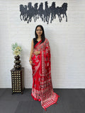 Ajrakh Printed Modal Silk Saree with Rich Traditional Pallu | Festival & Party Wear