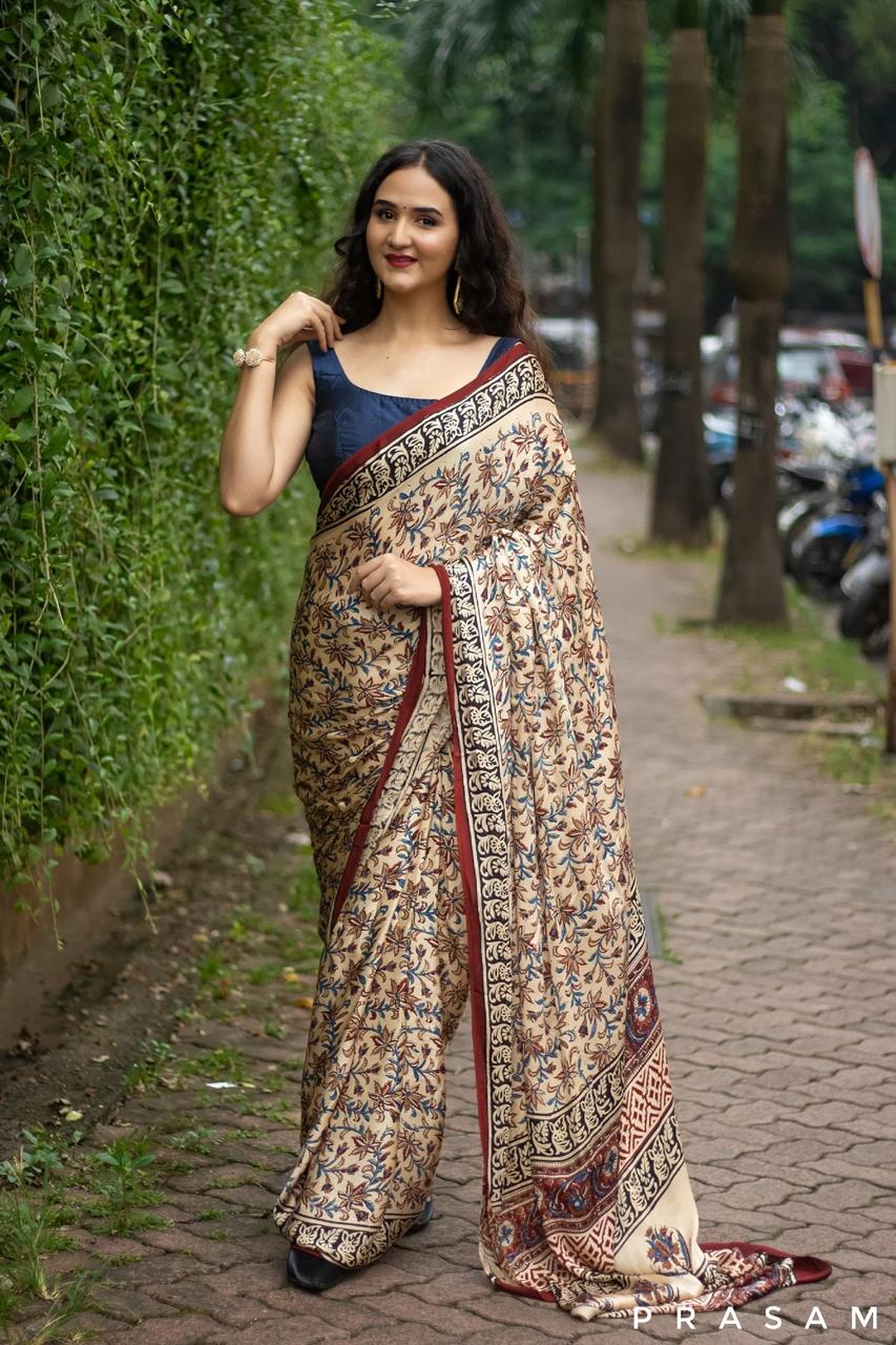 Premium Floral Printed Saree with Traditional Border | Festive & Casual Wear