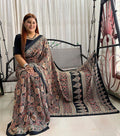 Premium Japan Satin Fabric Saree – Multicolor Print | Wedding & Festival Special