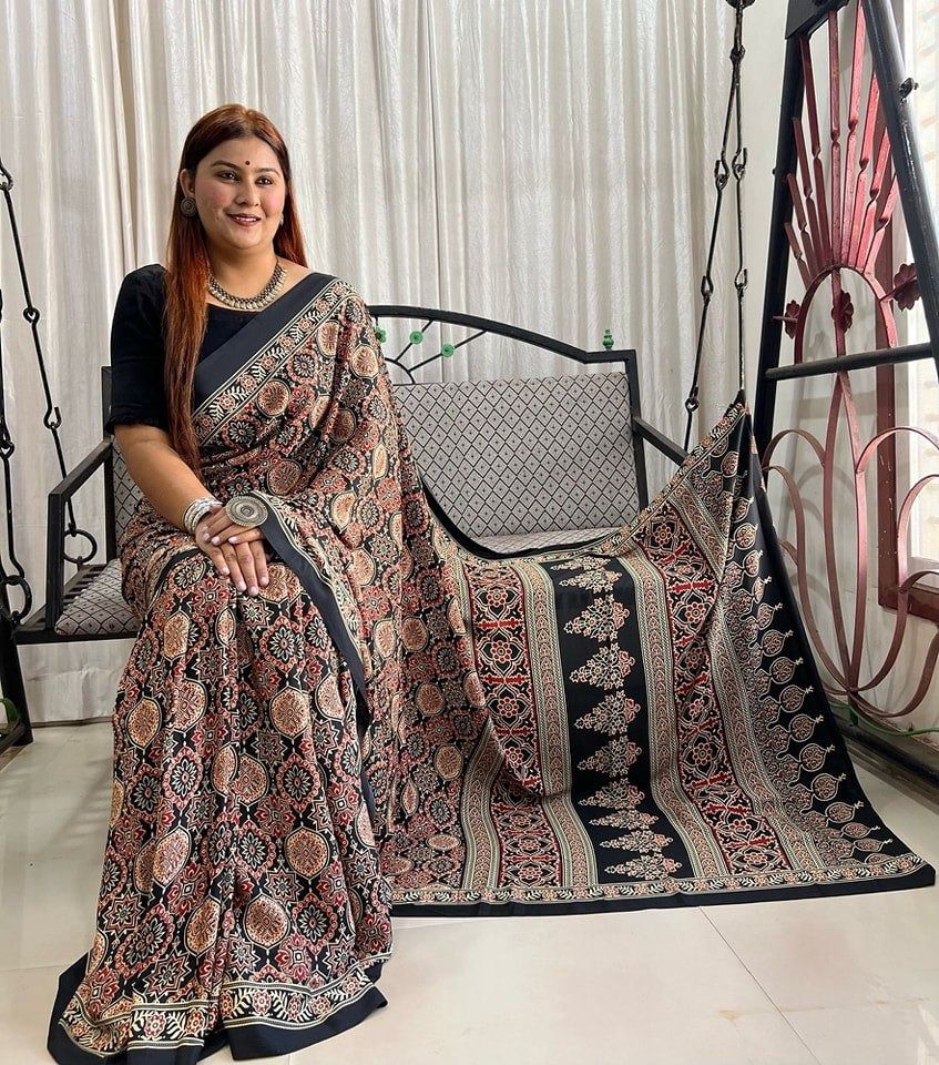 Premium Japan Satin Fabric Saree – Multicolor Print | Wedding & Festival Special
