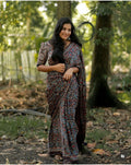 Vintage Style Kalamkari Inspired Saree with Matching Printed Blouse | Causal & Festival Wear