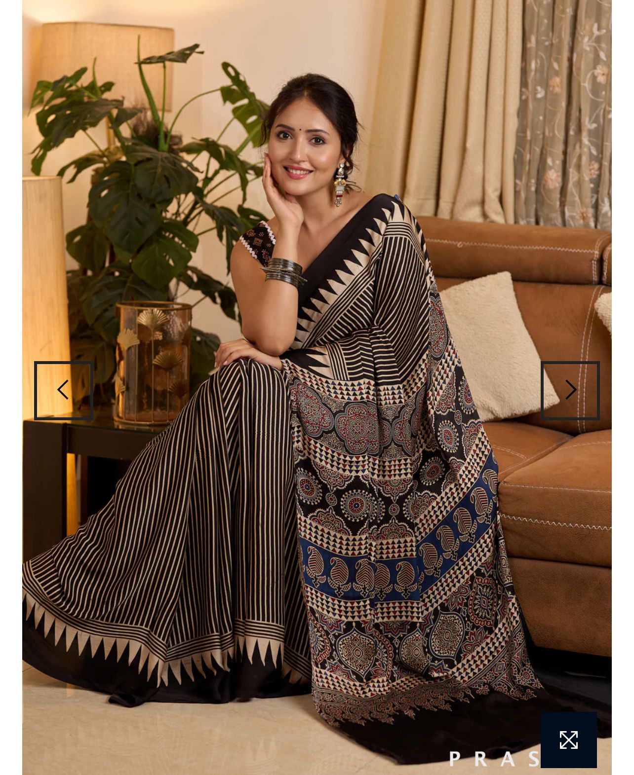 Black and Cream Contemporary Saree with Traditional Paisleys and Zig-Zag Border | Party & Regular Wear