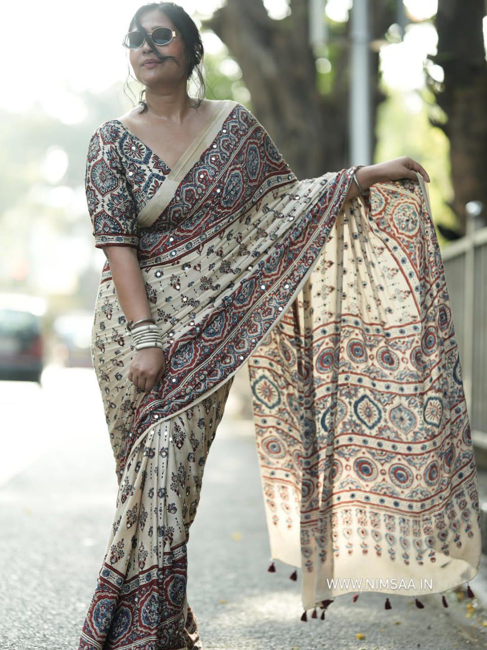 Trending AjarRakh Modal Silk Real Mirror Work Saree For Women |  Party & Funcation & Weeding Wear