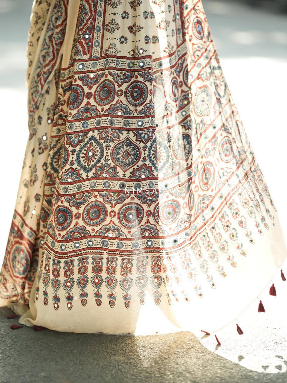 Trending AjarRakh Modal Silk Real Mirror Work Saree For Women |  Party & Funcation & Weeding Wear