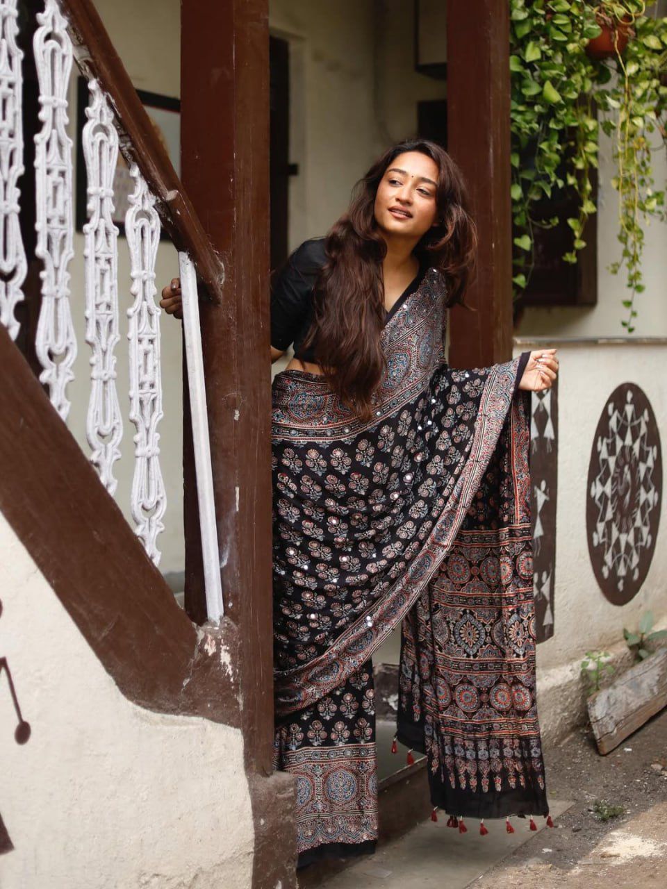 Trending AjarRakh Modal Silk Real Mirror Work Saree For Women |  Party & Funcation & Weeding Wear